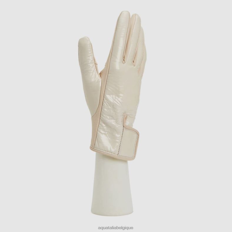 accessoires Aquatalia gant en cuir verni taupe femmes 62Z0T378
