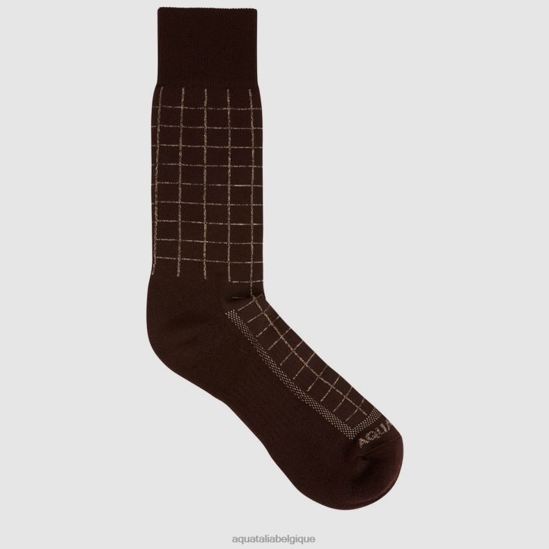 accessoires Aquatalia chaussettes en maille à carreaux marron/kaki Hommes 62Z0T402